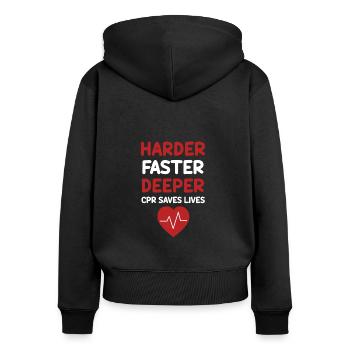 Harder, faster, deeper - Women's Premium Organic Zip Hoodie - black - Back - Julia (174cm)