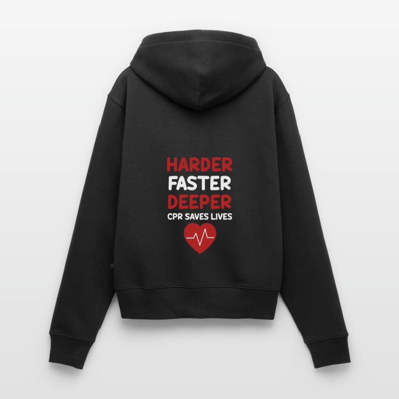 Plus dur, plus rapide, plus profond Sweat à capuche zippé Premium bio Femme