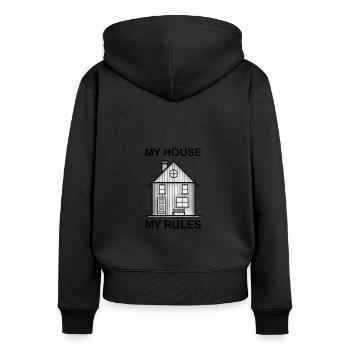 Ma Maison Mes Règles Ma Maison Mes Règles Drôle - Sweat à capuche zippé Premium bio Femme - noir - Dos - Julia (174cm)