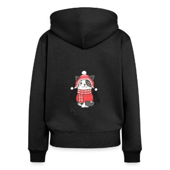 Frosty air warm heart I'm a winter enthusiast - Frauen Premium Bio Zip Hoodie - Schwarz - Hinten - Julia (174cm)