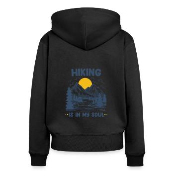 La randonnée est dans mon âme - Sweat à capuche zippé Premium bio Femme - noir - Dos - Julia (174cm)
