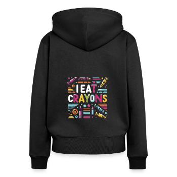 I Eat Crayons 9 - Women's Premium Organic Zip Hoodie - black - Back - Julia (174cm)