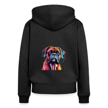 Boxer chien race animal de compagnie - Pop Art coloré - Sweat à capuche zippé Premium bio Femme - noir - Dos - Julia (174cm)