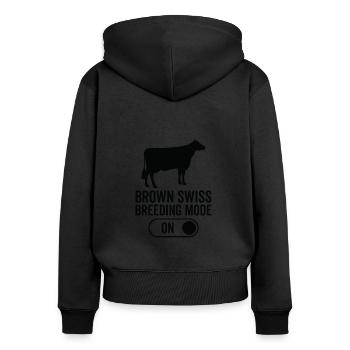 Cow breeding mode on - Brown Swiss - Women's Premium Organic Zip Hoodie - black - Back - Julia (174cm)