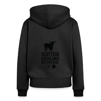 Kuhzuchtmodus Auf - Schottisches Hochland - Frauen Premium Bio Zip Hoodie - Schwarz - Hinten - Julia (174cm)