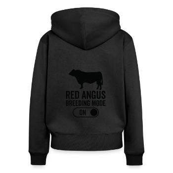Kuhzuchtmodus Auf - Roter Angus - Frauen Premium Bio Zip Hoodie - Schwarz - Hinten - Julia (174cm)