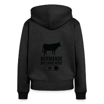 Mode d’élevage de vaches activé - Normande - Sweat à capuche zippé Premium bio Femme - noir - Dos - Julia (174cm)