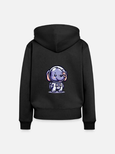 Cute Elephant Astronaut - Frauen Premium Bio Zip Hoodie - Schwarz