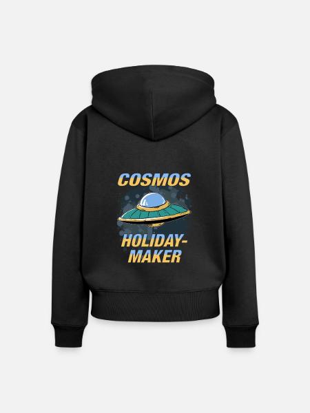 UFO COSMOS HOLIDAYMAKER - Frauen Premium Bio Zip Hoodie - Schwarz