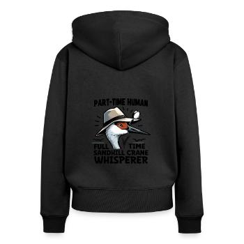 Sandhill Kranichliebhaber Vogelbeobachtung - Frauen Premium Bio Zip Hoodie - Schwarz - Hinten - Julia (174cm)