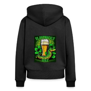 JOUR DE LA SAINT-PATRICK SERPENT BIÈRE TRÈFLE - Sweat à capuche zippé Premium bio Femme - noir - Dos - Julia (174cm)