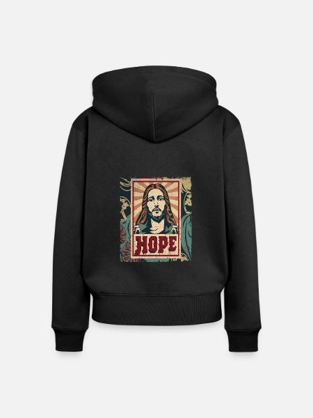 Jesus Hope - Frauen Premium Bio Zip Hoodie - Schwarz