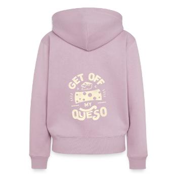Descends de mon Queso 5 - Sweat à capuche zippé Premium bio Femme - rose poudré - Dos - Julia (174cm)