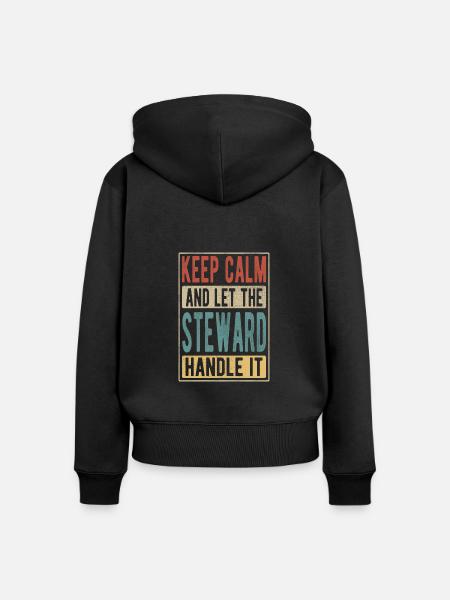 Steward Retro Geschenk - Frauen Premium Bio Zip Hoodie - Schwarz