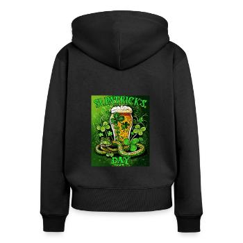 JOUR DE LA SAINT-PATRICK SERPENT BIÈRE TRÈFLE - Sweat à capuche zippé Premium bio Femme - noir - Dos - Julia (174cm)