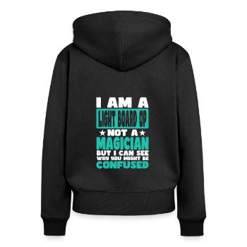 Panneau lumineux OP - Sweat à capuche zippé Premium bio Femme - noir - Dos - Julia (174cm)
