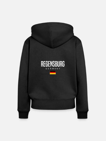 Regensburg - Frauen Premium Bio Zip Hoodie - Schwarz