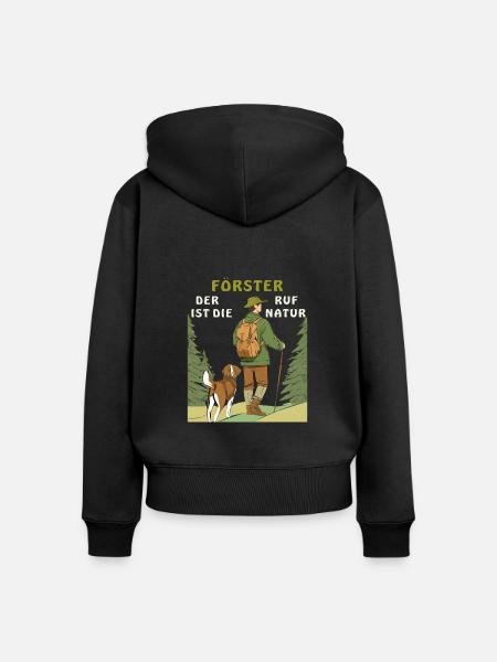 FÖRSTER RUF DER NATUR - Frauen Premium Bio Zip Hoodie - Schwarz