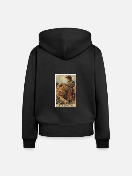 Tarotkarten Tarotkarte Strength Kraft - Frauen Premium Bio Zip Hoodie - Schwarz