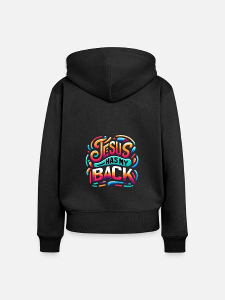 Jesus Has My Back 24 - Frauen Premium Bio Zip Hoodie - Schwarz
