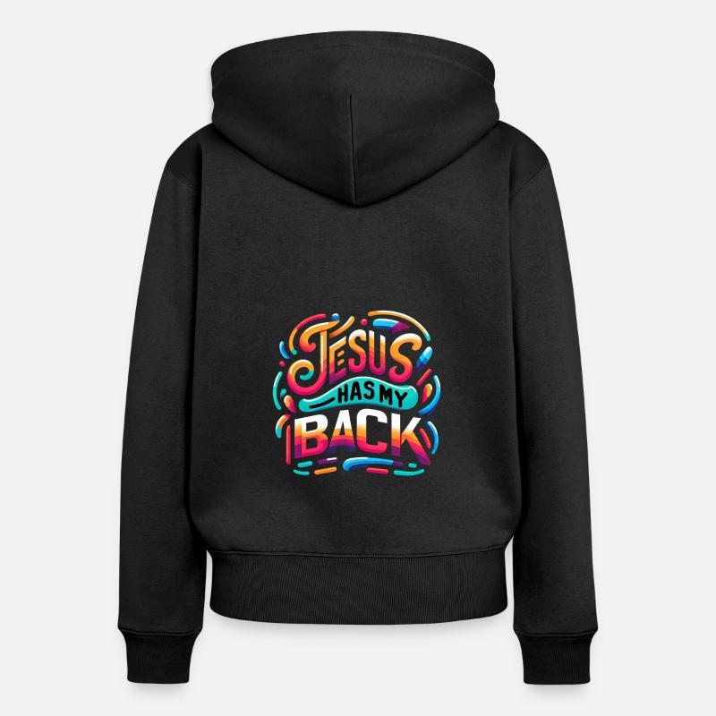 Jésus est là pour moi 24 - Sweat à capuche zippé Premium bio Femme - noir