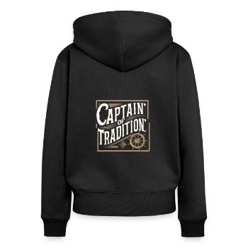 Navigation de plaisance Papa Bateau Capitaine Ponton Sailor Croisière - Sweat à capuche zippé Premium bio Femme - noir - Dos - Julia (174cm)