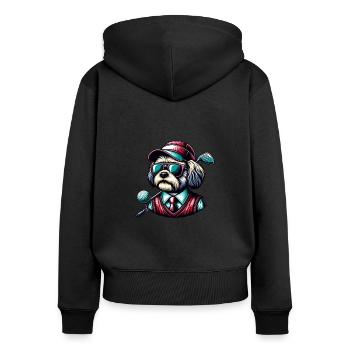 Bolonka Golfeurs Terrain de golf Propriétaires de chiens - Sweat à capuche zippé Premium bio Femme - noir - Dos - Julia (174cm)