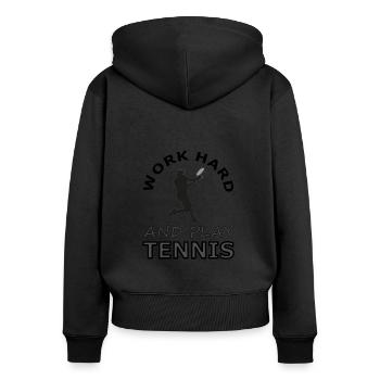 Tennis player tennis court i love tennis gift - Women's Premium Organic Zip Hoodie - black - Back - Julia (174cm)