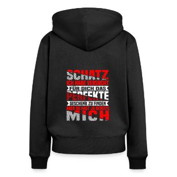 Partner Geschenk, Partnerschaft Lustige Idee - Frauen Premium Bio Zip Hoodie - Schwarz - Hinten - Julia (174cm)