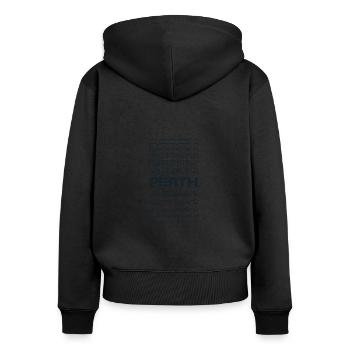 Modern Minimal Stadt - Australia Perth - Frauen Premium Bio Zip Hoodie - Schwarz - Hinten - Julia (174cm)