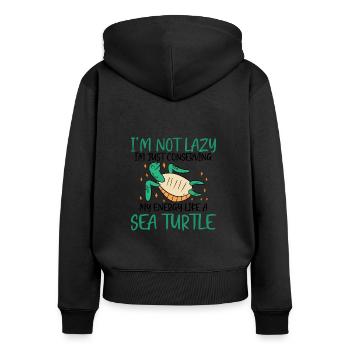 Économie d’énergie pour les tortues - Océan - Sweat à capuche zippé Premium bio Femme - noir - Dos - Julia (174cm)