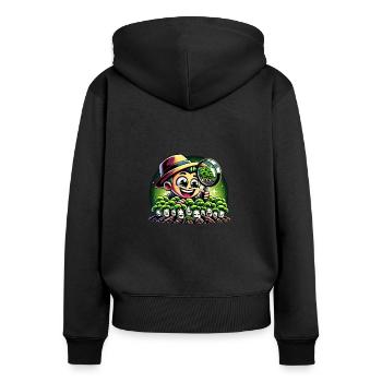 Vegane Landwirtschaft, Anbau Von Sprossen Und - Frauen Premium Bio Zip Hoodie - Schwarz - Hinten - Julia (174cm)