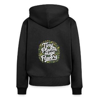 Vegane Landwirtschaft, Anbau Von Sprossen Und - Frauen Premium Bio Zip Hoodie - Schwarz - Hinten - Julia (174cm)