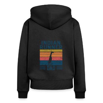 Entendad - Coureur indien vintage - Sweat à capuche zippé Premium bio Femme - noir - Dos - Julia (174cm)