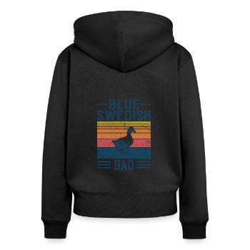 Entendad - Bleu Vintage Suédois - Sweat à capuche zippé Premium bio Femme - noir - Dos - Julia (174cm)