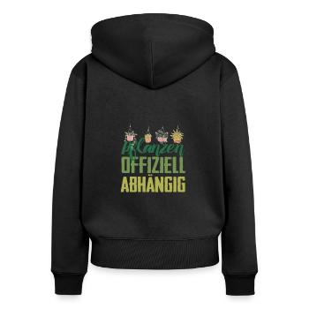 Plantes officiellement dépendantes des dictons de jardinier - Sweat à capuche zippé Premium bio Femme - noir - Dos - Julia (174cm)
