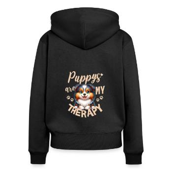 Conception mignonne de chiot de berger Shetland - Sweat à capuche zippé Premium bio Femme - noir - Dos - Julia (174cm)