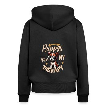 Unique Fox Terrier Design - Women's Premium Organic Zip Hoodie - black - Back - Julia (174cm)