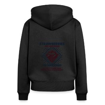 Erdbeeren Sind Großartig - Mama Dad - Frauen Premium Bio Zip Hoodie - Schwarz - Hinten - Julia (174cm)