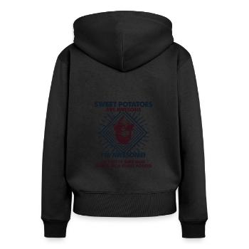 Les patates douces sont excellentes - Mama Dad - Sweat à capuche zippé Premium bio Femme - noir - Dos - Julia (174cm)