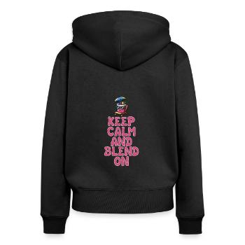 Keep Calm And Blend On Summer Retreat - Women's Premium Organic Zip Hoodie - black - Back - Julia (174cm)