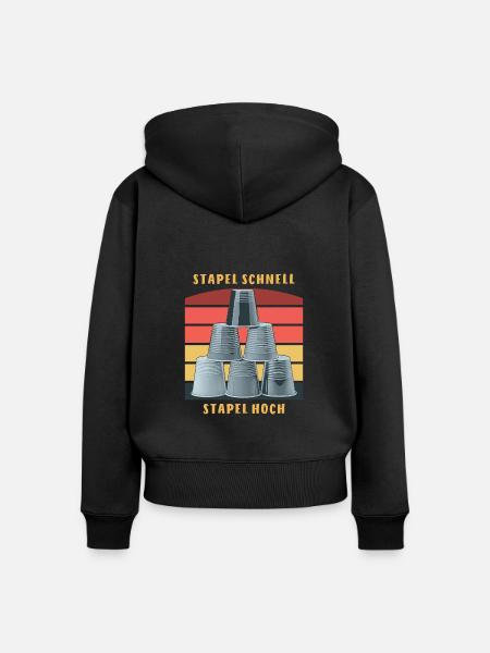 STACKING STAPEL SCHNELL STAPEL HOCH - Frauen Premium Bio Zip Hoodie - Schwarz