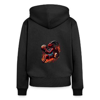 Basketball Ziege Teufel Teamspieler Sport - Frauen Premium Bio Zip Hoodie - Schwarz - Hinten - Julia (174cm)