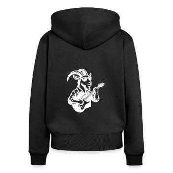Ziege Gitarrist Band Design in Weiß - Frauen Premium Bio Zip Hoodie - Schwarz - Hinten - Julia (174cm)