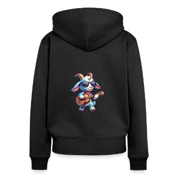 Goat Playing Guitar Band Design - Women's Premium Organic Zip Hoodie - black - Back - Julia (174cm)