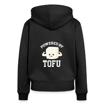 Powered By Tofu Tempeh Asian Miso Veggie Broccoli - Frauen Premium Bio Zip Hoodie - Schwarz - Hinten - Julia (174cm)