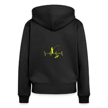 Angel Herzschlag - Frauen Premium Bio Zip Hoodie - Schwarz - Hinten - Julia (174cm)