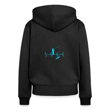Angel Herzschlag - Frauen Premium Bio Zip Hoodie - Schwarz - Hinten - Julia (174cm)