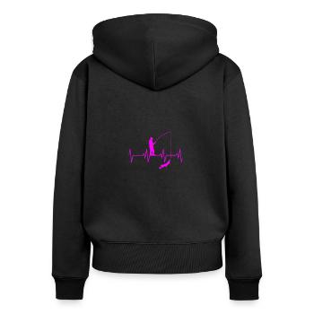 Angel Herzschlag - Frauen Premium Bio Zip Hoodie - Schwarz - Hinten - Julia (174cm)