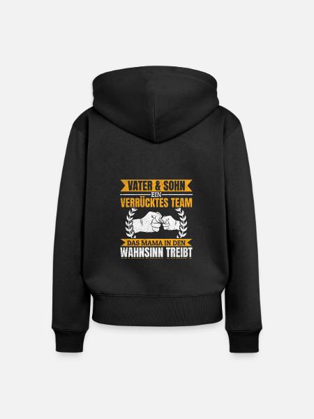 Vater & Sohn Gemeinsam stark & urkomisch - Frauen Premium Bio Zip Hoodie - Schwarz
